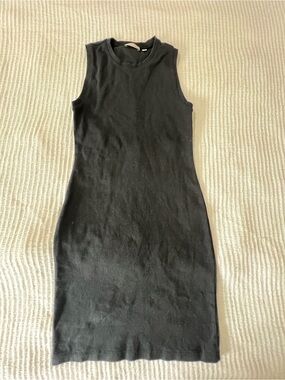 Wilfred Free Black Sleeveless Cotton Ribbed Bodycon  Dress Size S